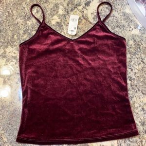 Maroon velvet cropped tank top
